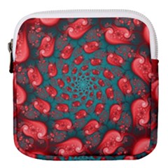 Fractal Red Spiral Abstract Art Mini Square Pouch by Proyonanggan