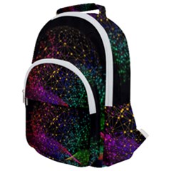 Particles Waves Line Multicoloured Rounded Multi Pocket Backpack by Proyonanggan