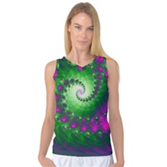 Fractal Spiral Purple Art Green Art Women s Basketball Tank Top by Proyonanggan