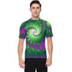 Fractal Spiral Purple Art Green Art Men s Short Sleeve Rash Guard by Proyonanggan