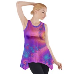 Fractal Art Artwork Magical Purple Side Drop Tank Tunic by Proyonanggan