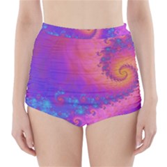 Fractal Art Artwork Magical Purple High-waisted Bikini Bottoms by Proyonanggan