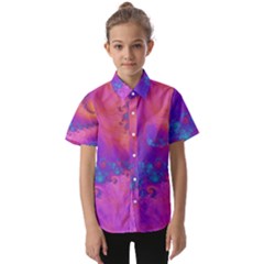 Fractal Art Artwork Magical Purple Kids  Short Sleeve Shirt