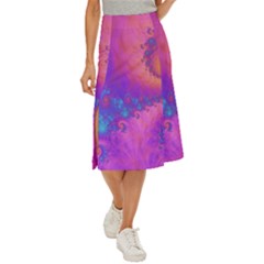 Fractal Art Artwork Magical Purple Midi Panel Skirt by Proyonanggan