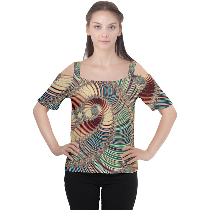 Fractal Strange Unknown Abstract Cutout Shoulder T-Shirt