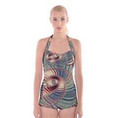 Fractal Strange Unknown Abstract Boyleg Halter Swimsuit  by Proyonanggan