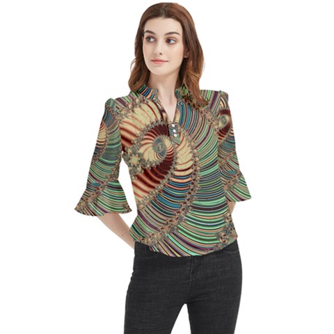 Fractal Strange Unknown Abstract Loose Horn Sleeve Chiffon Blouse by Proyonanggan