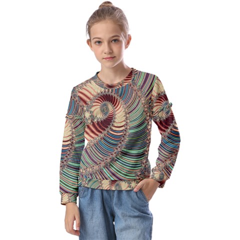 Fractal Strange Unknown Abstract Kids  Long Sleeve T-shirt With Frill  by Proyonanggan