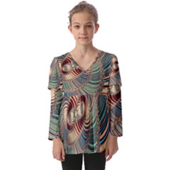 Fractal Strange Unknown Abstract Kids  V Neck Casual Top by Proyonanggan