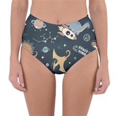 Space Theme Art Pattern Design Wallpaper Reversible High-waist Bikini Bottoms by Proyonanggan