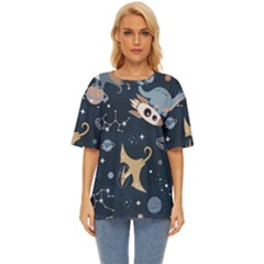 Space Theme Art Pattern Design Wallpaper Oversized Basic T-shirt by Proyonanggan