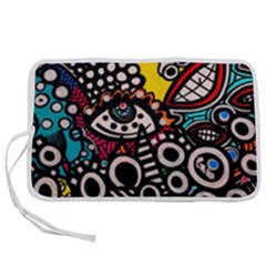 Multicolored Abstract Painting Colorful Pen Storage Case (m) by Grandong