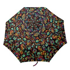 Multicolored Doodle Abstract Colorful Multi Colored Folding Umbrellas by Grandong