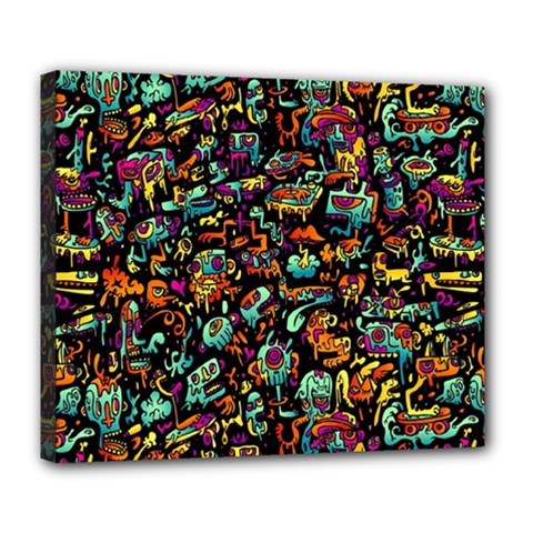 Multicolored Doodle Abstract Colorful Multi Colored Deluxe Canvas 24  X 20  (stretched) by Grandong