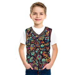 Multicolored Doodle Abstract Colorful Multi Colored Kids  Basketball Tank Top by Grandong