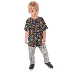 Multicolored Doodle Abstract Colorful Multi Colored Kids  Raglan T-Shirt