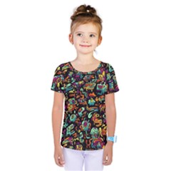 Multicolored Doodle Abstract Colorful Multi Colored Kids  One Piece T-shirt