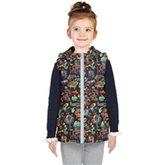 Multicolored Doodle Abstract Colorful Multi Colored Kids  Hooded Puffer Vest