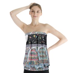 Abstract Painting Space Cartoon Strapless Top by Grandong