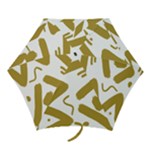 Tribal White and Gold Mini Folding Umbrella