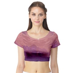 Aesthetic Pixel Art Landscape Short Sleeve Crop Top