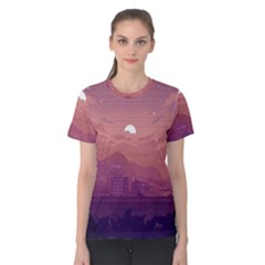 Aesthetic Pixel Art Landscape Women s Cotton T-shirt