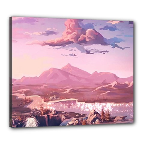 Aesthetic Landscape Vintage Cartoon Canvas 24  X 20  (stretched)