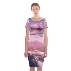 Aesthetic Landscape Vintage Cartoon Classic Short Sleeve Midi Dress