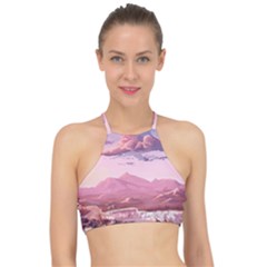 Aesthetic Landscape Vintage Cartoon Halter Bikini Top