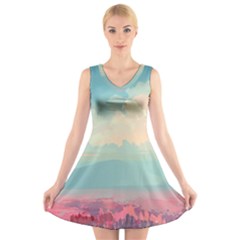 Anime Landscape V-neck Sleeveless Dress