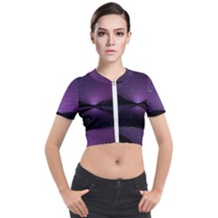 Dark Purple Aesthetic Landscape Short Sleeve Cropped Jacket