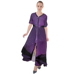 Dark Purple Aesthetic Landscape Waist Tie Boho Maxi Dress by Sarkoni