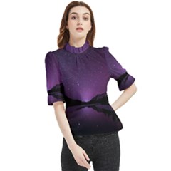 Dark Purple Aesthetic Landscape Frill Neck Blouse