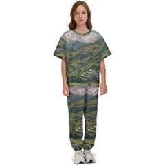 Anime Scenery Drawing Sky Landscape Cloud Cartoon Kids  T-shirt And Pants Sports Set by Sarkoni