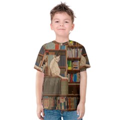 Library Aesthetic Kids  Cotton T-shirt