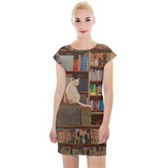 Library Aesthetic Cap Sleeve Bodycon Dress by Sarkoni