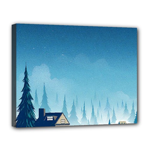 Winter Scenery Minimalist Night Landscape Canvas 14  X 11  (stretched)