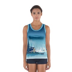 Winter Scenery Minimalist Night Landscape Sport Tank Top 