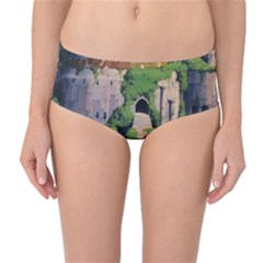 Painting Scenery Mid-waist Bikini Bottoms