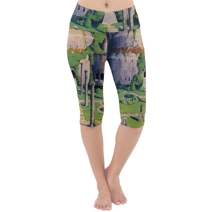 Painting Scenery Lightweight Velour Cropped Yoga Leggings