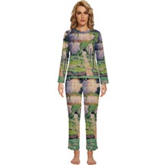 Painting Scenery Womens  Long Sleeve Lightweight Pajamas Set