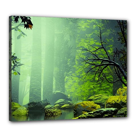 Trees Forest Artwork Nature Beautiful Landscape Canvas 24  X 20  (stretched)