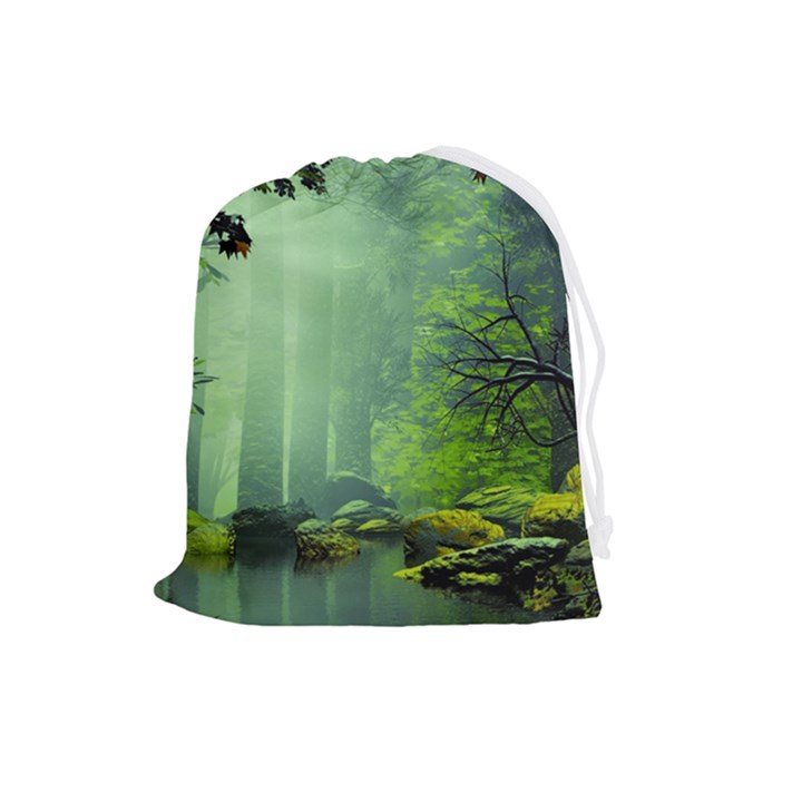 Trees Forest Artwork Nature Beautiful Landscape Drawstring Pouch (Large)