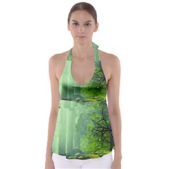 Trees Forest Artwork Nature Beautiful Landscape Tie Back Tankini Top