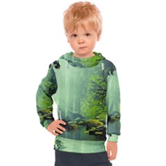 Trees Forest Artwork Nature Beautiful Landscape Kids  Hooded Pullover by Sarkoni