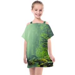 Trees Forest Artwork Nature Beautiful Landscape Kids  One Piece Chiffon Dress by Sarkoni