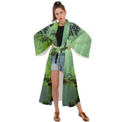 Trees Forest Artwork Nature Beautiful Landscape Maxi Kimono by Sarkoni