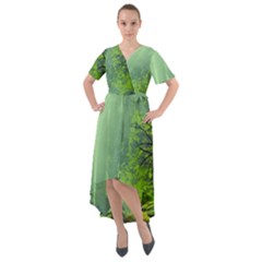 Trees Forest Artwork Nature Beautiful Landscape Front Wrap High Low Dress by Sarkoni