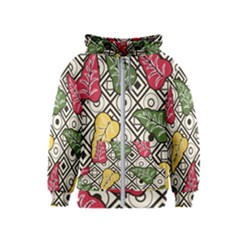 Leaves Foliage Batik Seamless Kids  Zipper Hoodie by Sarkoni