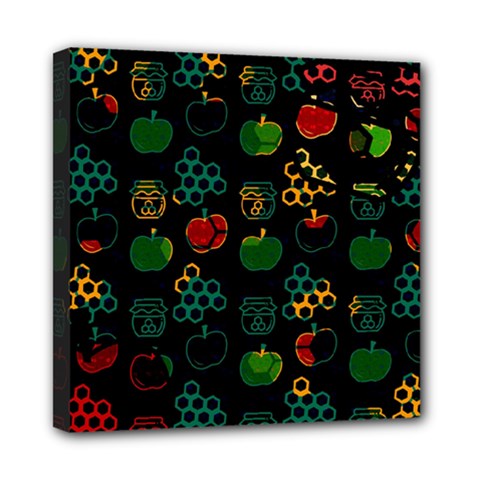 Apples Honey Honeycombs Pattern Mini Canvas 8  X 8  (stretched)